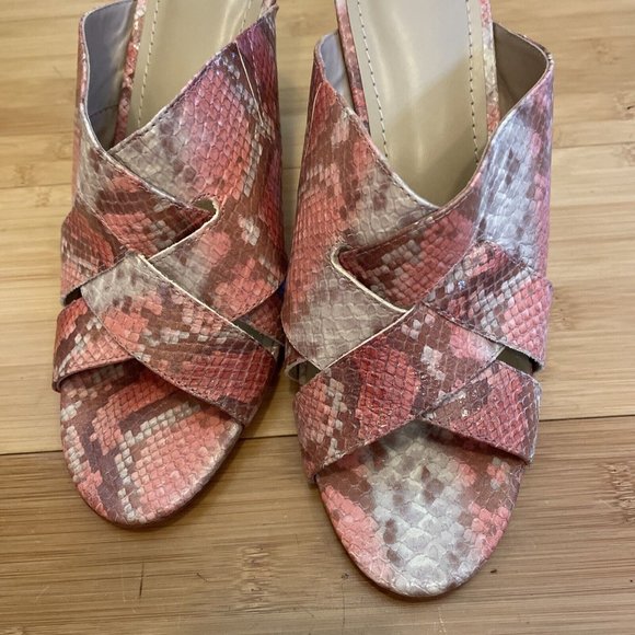 johnston murphy Pink Snake Leather Slide Nwob 8 NEW - Picture 6 of 11